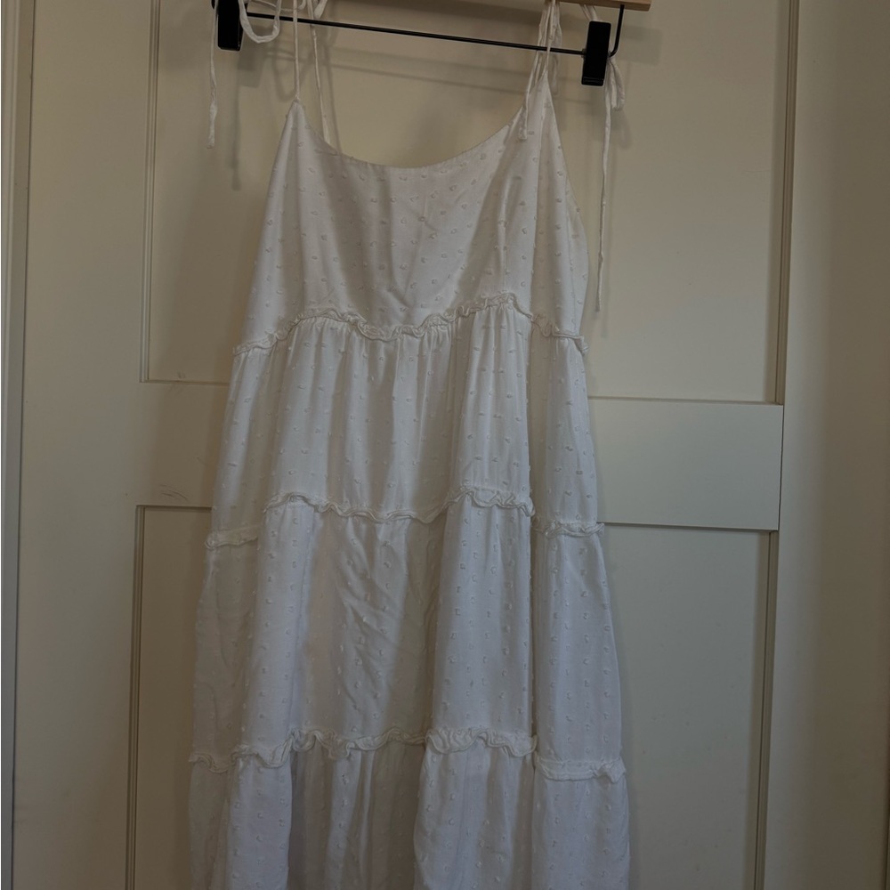 White Spaghetti strap Tiered Dress